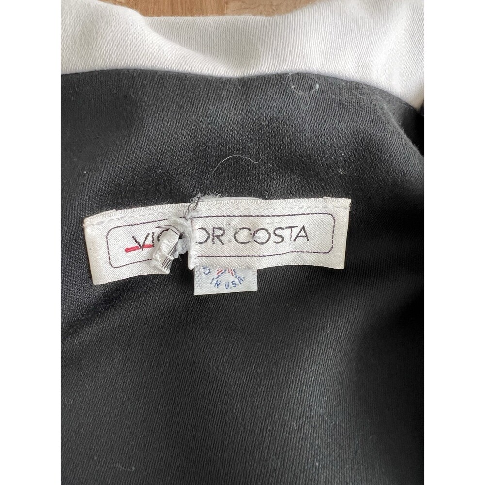 Victor Costa 80s Does 50s Collared Dress Full Skirt Tea Length Blk & White 8 - Picture 6 of 10